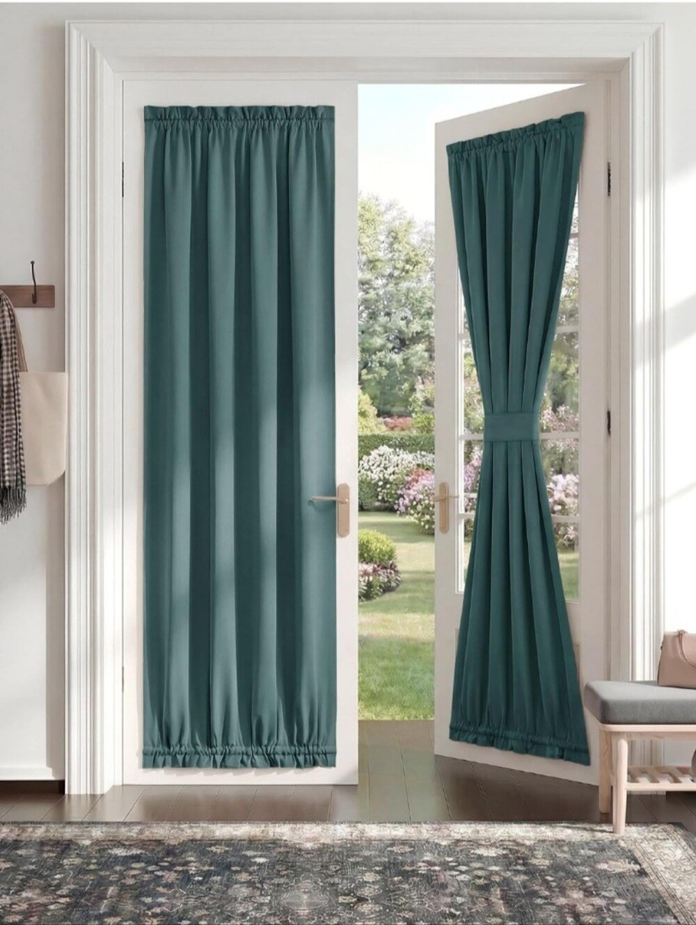 Blackout French Door Curtain Panel Sea Teal, 54" x 72"